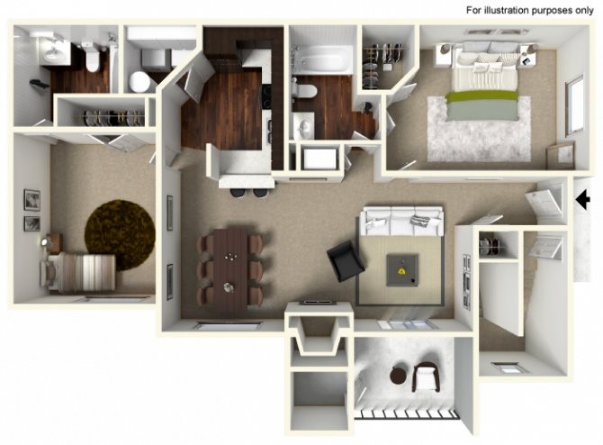 2 Bed |2 Bath Floor Plan 5